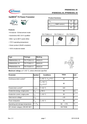4N03L04 Datasheet PDF Infineon Technologies