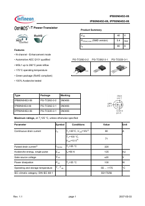 3N0406 Datasheet PDF Infineon Technologies