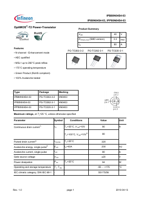 4N0403 Datasheet PDF Infineon Technologies
