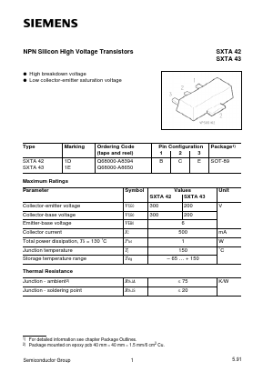 SXTA43 Datasheet PDF Infineon Technologies