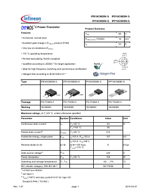 IPD16CNE8NG Datasheet PDF Infineon Technologies
