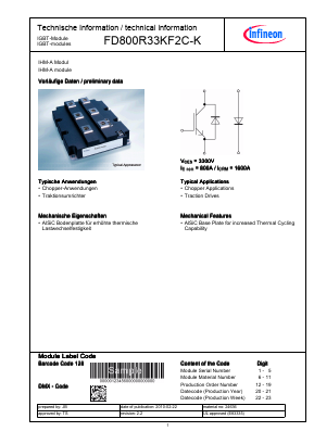 FD800R33KF2C-K Datasheet PDF Infineon Technologies