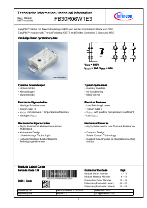 FB30R06W1E3 Datasheet PDF Infineon Technologies