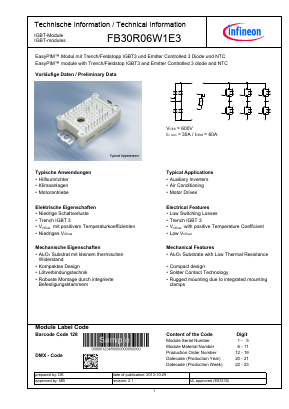 FB30R06W1E3 Datasheet PDF Infineon Technologies