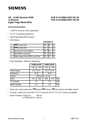 HYB3118165BST-50 Datasheet PDF Infineon Technologies