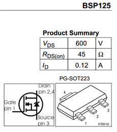 BSP125L6433 Datasheet PDF Infineon Technologies