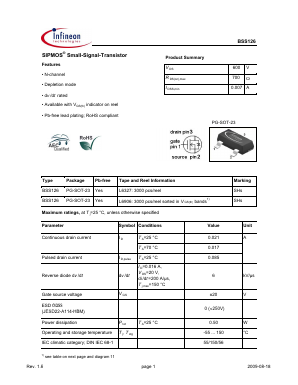 BSS126 Datasheet PDF Infineon Technologies