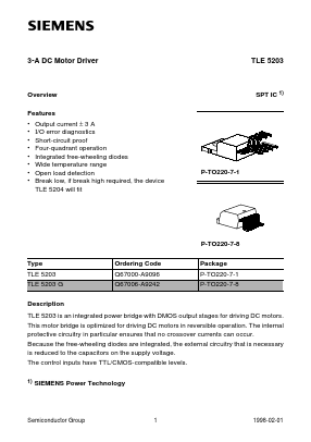 TLE5203 Datasheet PDF Infineon Technologies