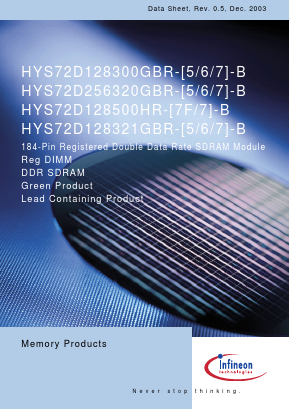 HYS72D128321GBR-7-B Datasheet PDF Infineon Technologies