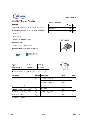 011N04N Datasheet PDF Infineon Technologies