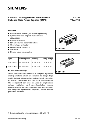 TDA4700A Datasheet PDF Infineon Technologies