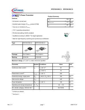 072N10N Datasheet PDF Infineon Technologies