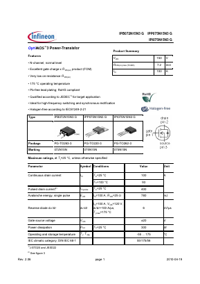 IPI075N15N3G Datasheet PDF Infineon Technologies