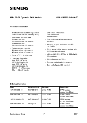 HYM324020GS-70 Datasheet PDF Infineon Technologies