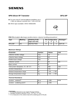 BFQ29 Datasheet PDF Infineon Technologies