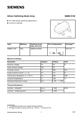 SMBD6100 Datasheet PDF Infineon Technologies