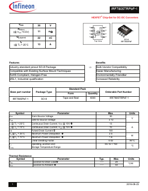 IRF7805PBF-1 Datasheet PDF Infineon Technologies