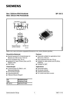 BP104S Datasheet PDF Infineon Technologies