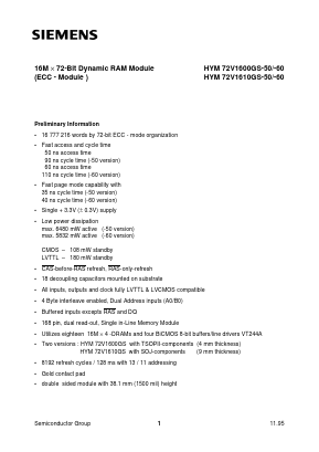 HYM72V1600GS-50 Datasheet PDF Infineon Technologies
