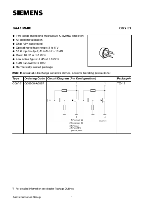 CGY31 Datasheet PDF Infineon Technologies