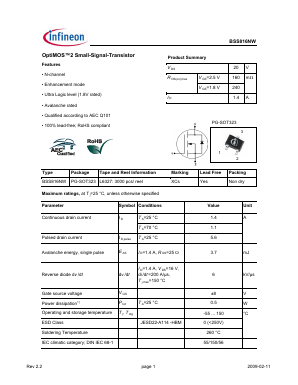 BSS816NW Datasheet PDF Infineon Technologies