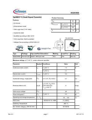 BSS816NWH6327 Datasheet PDF Infineon Technologies