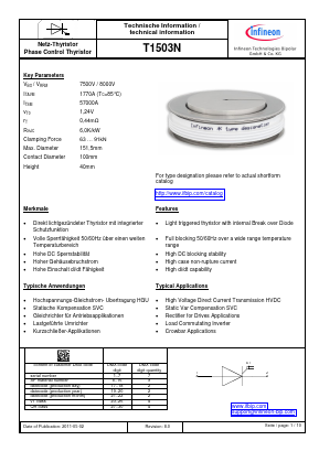 T1551N48TOH Datasheet PDF Infineon Technologies