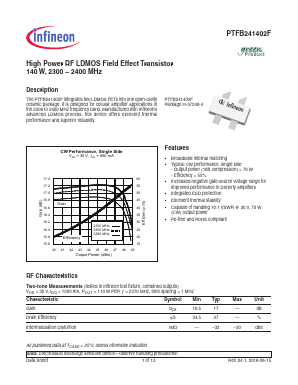 PTFB241402FV1R0 Datasheet PDF Infineon Technologies