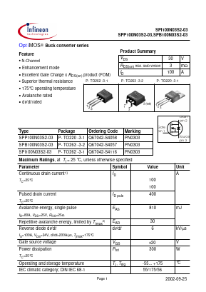 SPI100N03S2-03 Datasheet PDF Infineon Technologies