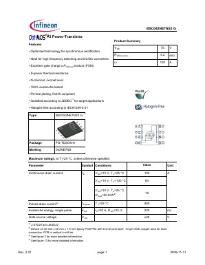 042NE7NS Datasheet PDF Infineon Technologies