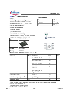 BSC028N06LSG Datasheet PDF Infineon Technologies