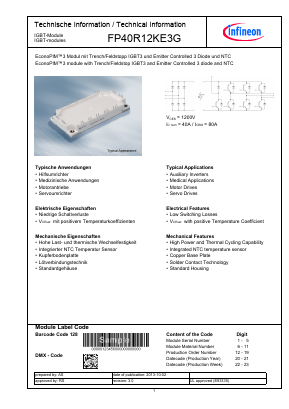 FP40R12KE3G Datasheet PDF Infineon Technologies