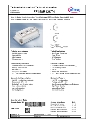 FF450R12KT4 Datasheet PDF Infineon Technologies