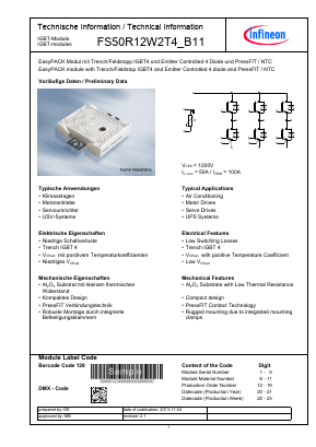 FS50R12W2T4_B11 Datasheet PDF Infineon Technologies