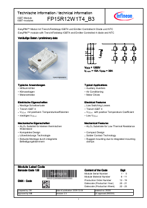 FP15R12W1T4_B3 Datasheet PDF Infineon Technologies