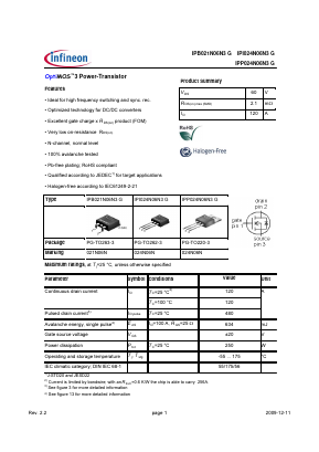 IPB021N06N3G Datasheet PDF Infineon Technologies
