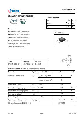 3N10L34 Datasheet PDF Infineon Technologies