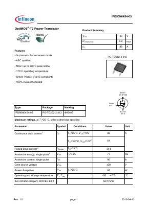 4N0405 Datasheet PDF Infineon Technologies