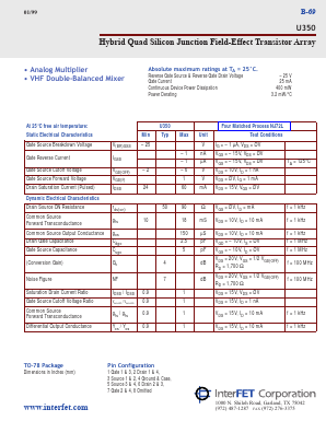U350 Datasheet PDF InterFET 