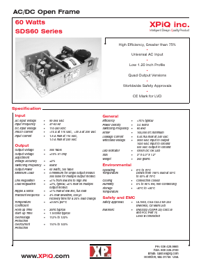 SDS60UQ05B Datasheet PDF International Power DC Power Supplies