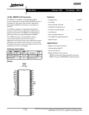 HI5805BIB Datasheet PDF Intersil