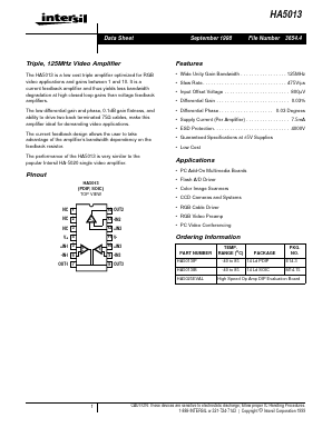 HA5013 Datasheet PDF Intersil
