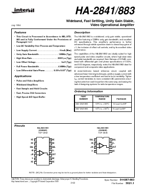 HA7-2841 Datasheet PDF Intersil