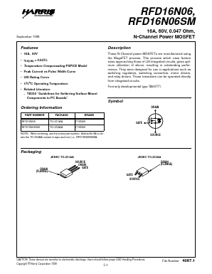 F16N06 Datasheet PDF Intersil