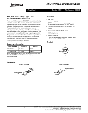RFD16N06LESM Datasheet PDF Intersil