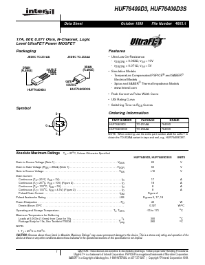 HUF76409D3T Datasheet PDF Intersil