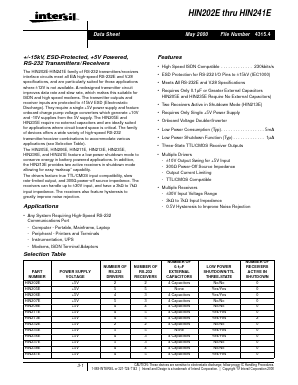 HIN202EIP Datasheet PDF Intersil