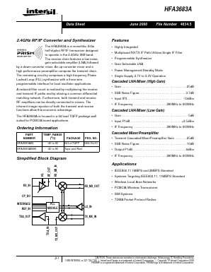 HFA3683AIN96 Datasheet PDF Intersil
