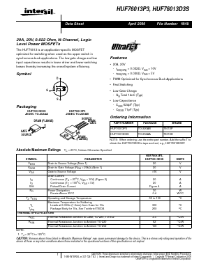 HUF76013P3T Datasheet PDF Intersil