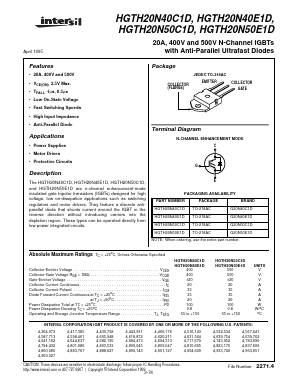 HGTH20N50E1D Datasheet PDF Intersil